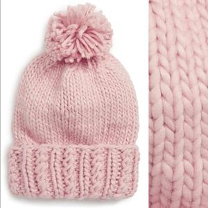 BP Chunky Knit Pom Beanie in Light Pink